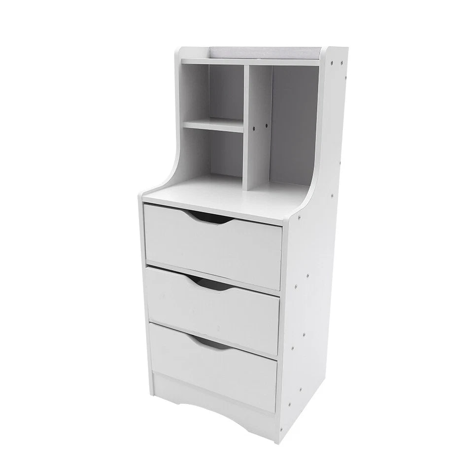 Small Nightstand with 3 Drawers, Bedroom Bedside Table & Storage Cabinet Organizer