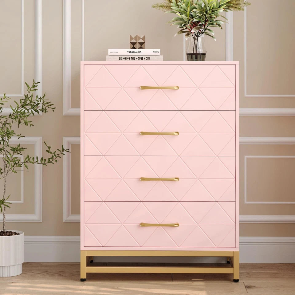 4-Drawer Dresser for Bedroom, Wooden Chest of Drawers, Storage Organizer & Nightstand