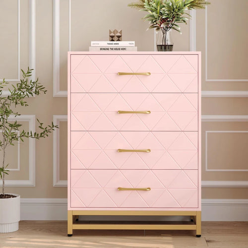 4-Drawer Dresser for Bedroom, Wooden Chest of Drawers, Storage Organizer & Nightstand