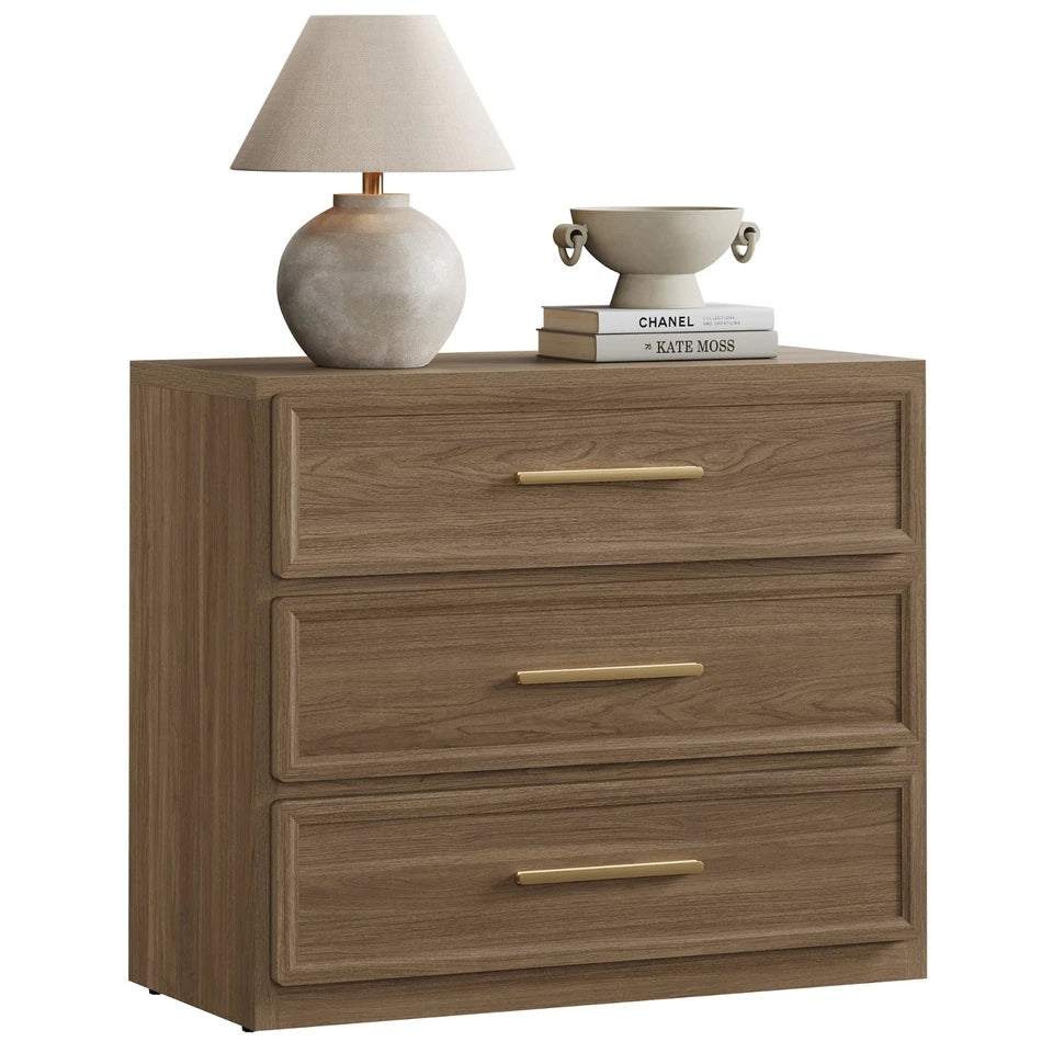 SICOTAS Modern Nightstand, 31.3-Inch Wide Bedside End Table with 3 Spacious Drawers