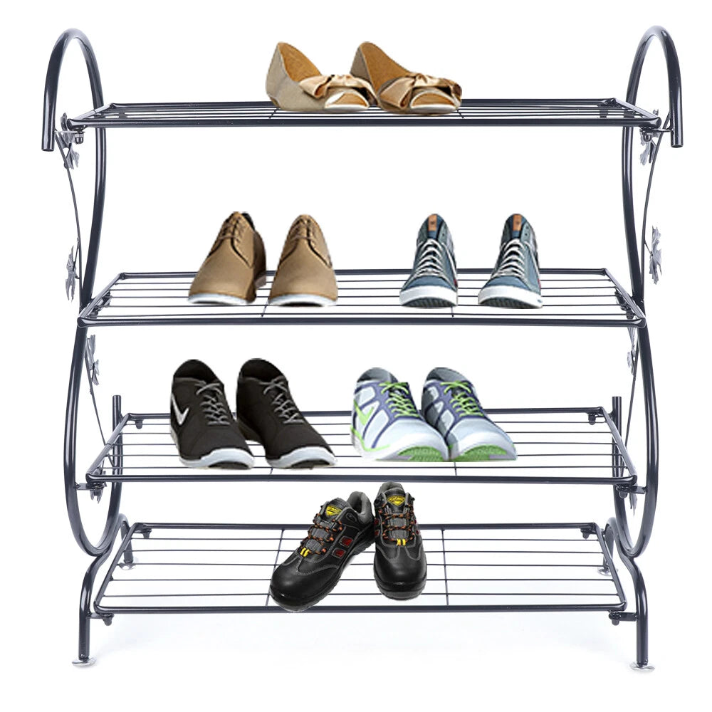 4-Tier Metal Shoe Rack, Rustic Shoe Storage Shelf & Organizer for Entryway, Closet & Outdoor Use