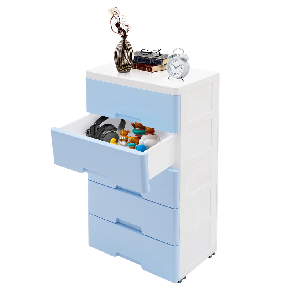 5-Drawer Plastic Dresser, Modern Storage Cabinet with Spacious Drawers for Bedroom, Closet & Home